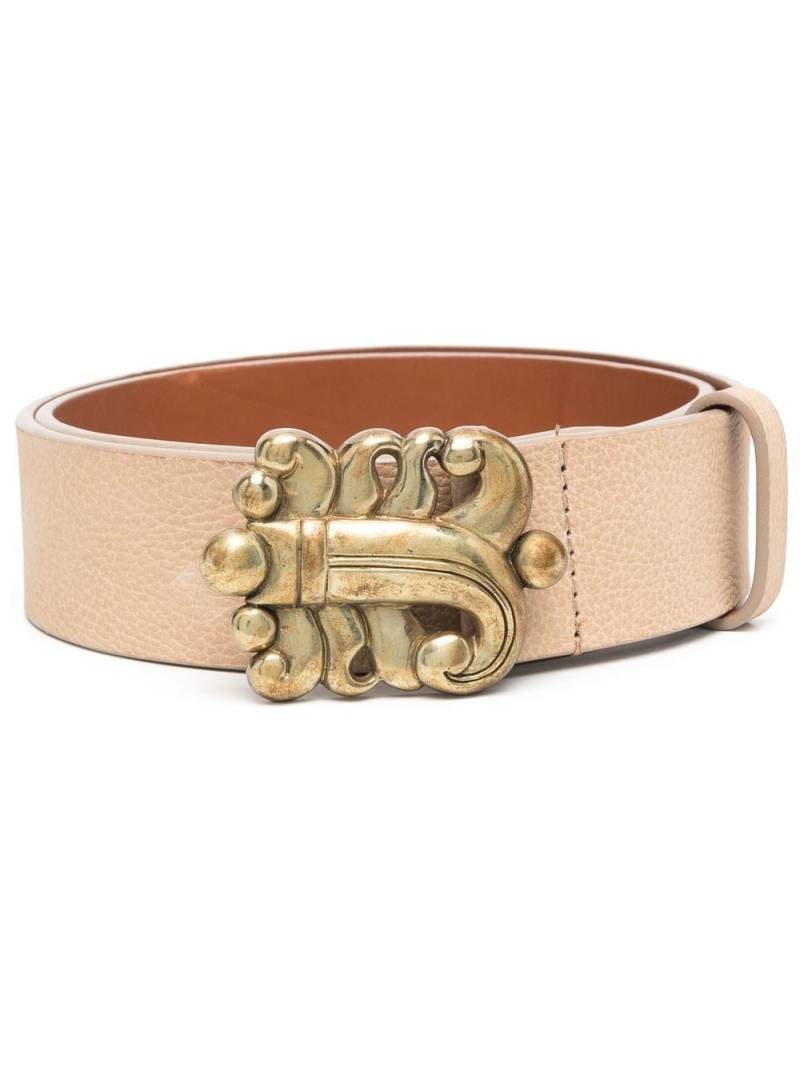 Gianfranco Ferré Pre-Owned 1990s sculpted buckle leather belt - Neutrals von Gianfranco Ferré Pre-Owned