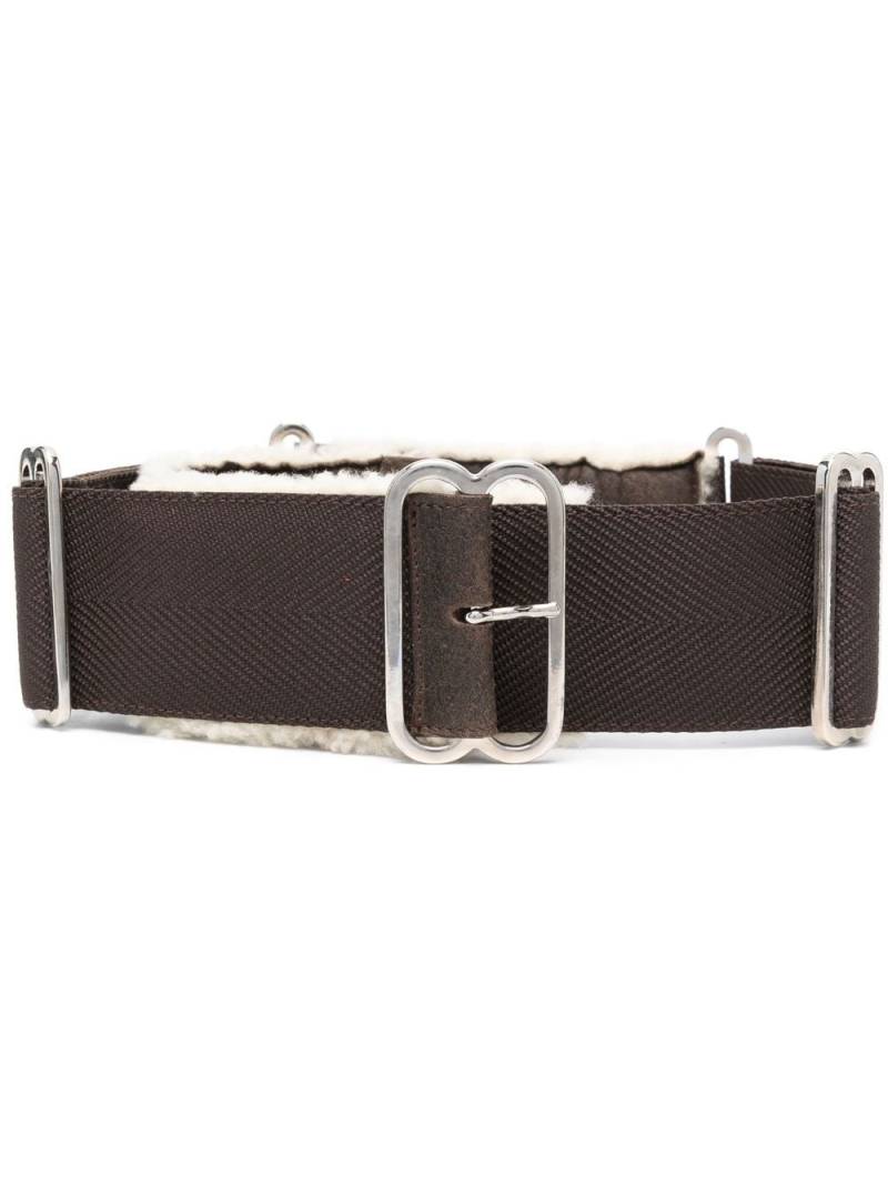 Gianfranco Ferré Pre-Owned 1990s shearling-trim buckle belt - Brown von Gianfranco Ferré Pre-Owned