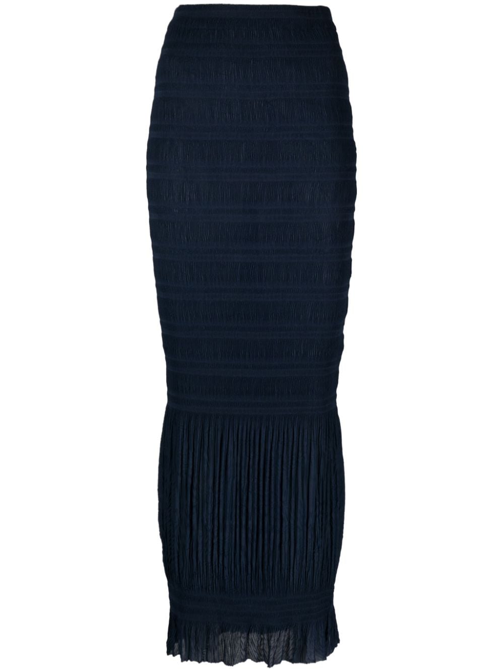 Gianfranco Ferré Pre-Owned 1990s shirred striped maxi skirt - Blue von Gianfranco Ferré Pre-Owned