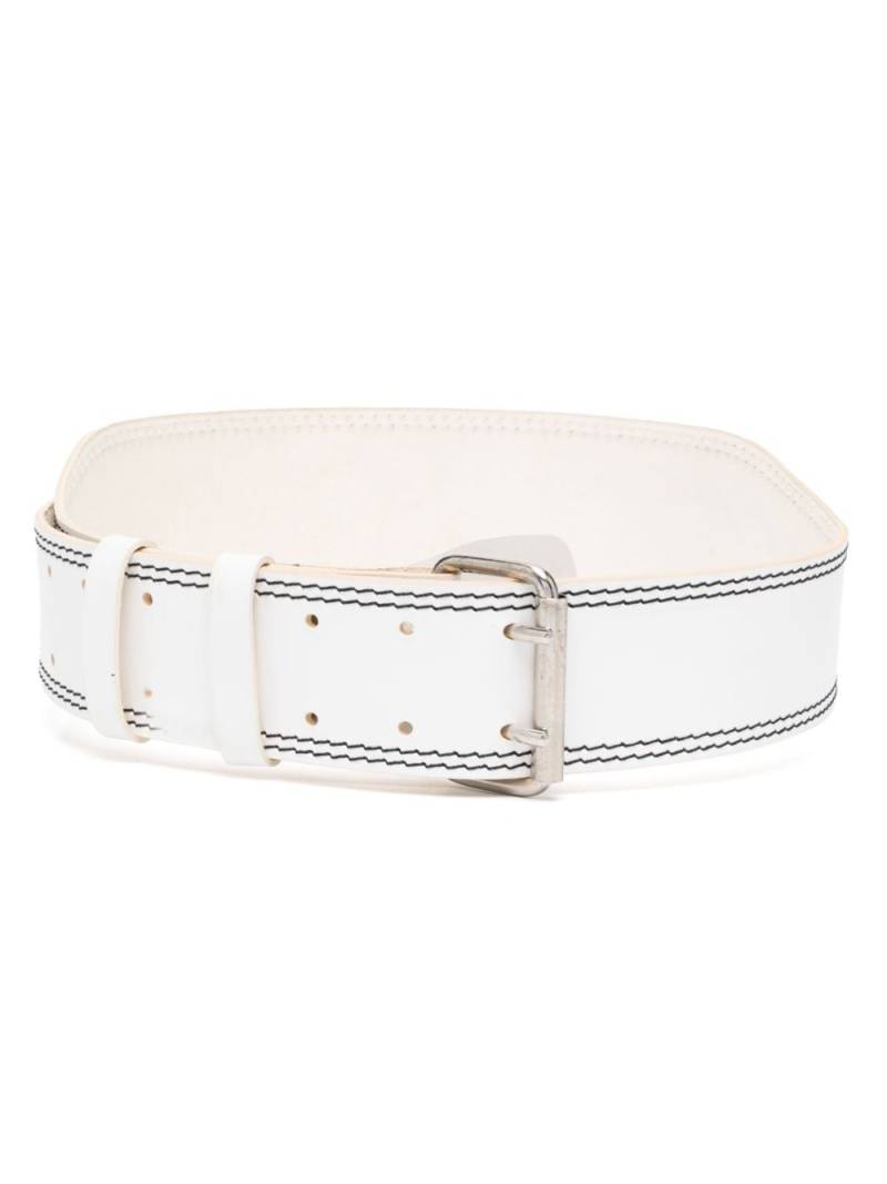 Gianfranco Ferré Pre-Owned 1990s stitched buckled belt - White von Gianfranco Ferré Pre-Owned