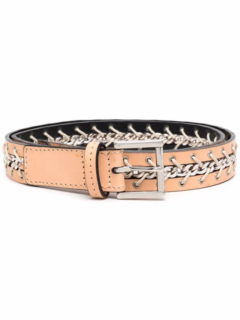 Gianfranco Ferré Pre-Owned 2000s chain-link embellished leather belt - Neutrals von Gianfranco Ferré Pre-Owned