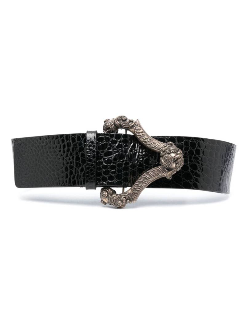 Gianfranco Ferré Pre-Owned 2000s crocodile-embossed leather buckle belt - Black von Gianfranco Ferré Pre-Owned