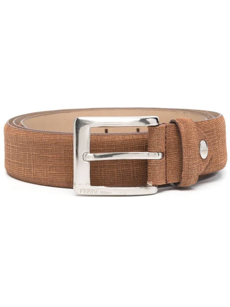 Gianfranco Ferré Pre-Owned square buckle tweed belt - Brown von Gianfranco Ferré Pre-Owned