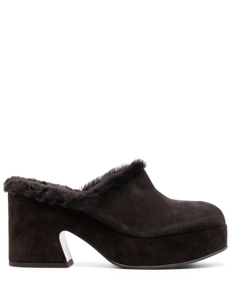 Gianvito Rossi 85mm fur-lining suede mules - Brown von Gianvito Rossi