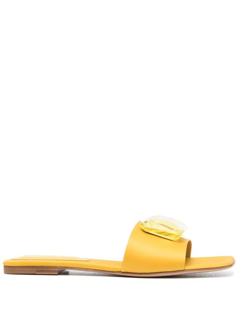 Gianvito Rossi Jaipur crystal-embellished slides - Yellow von Gianvito Rossi