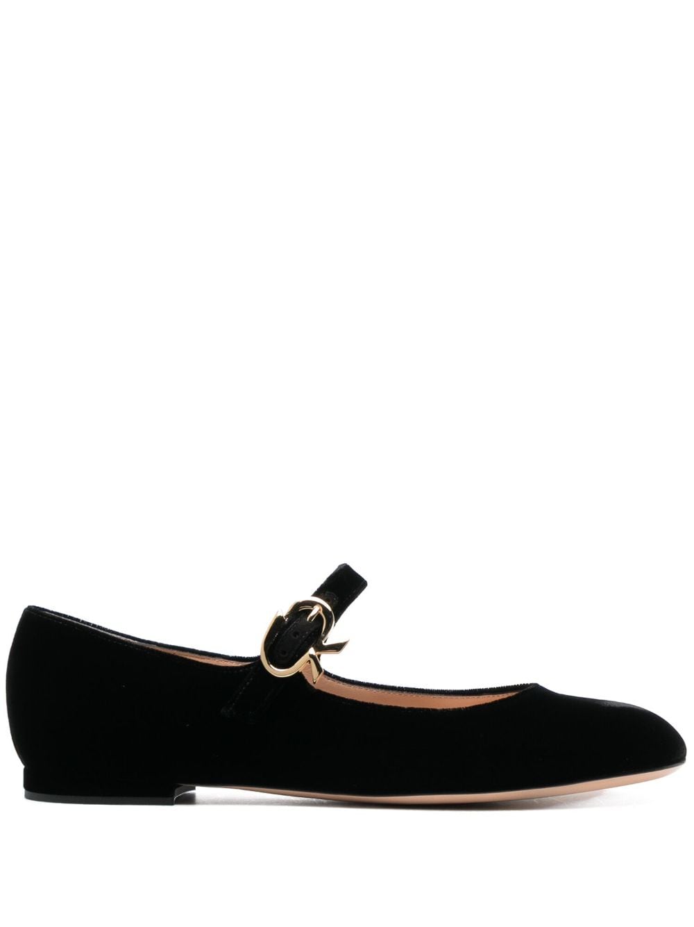 Gianvito Rossi Mary velvet leather ballerina shoes - Black von Gianvito Rossi
