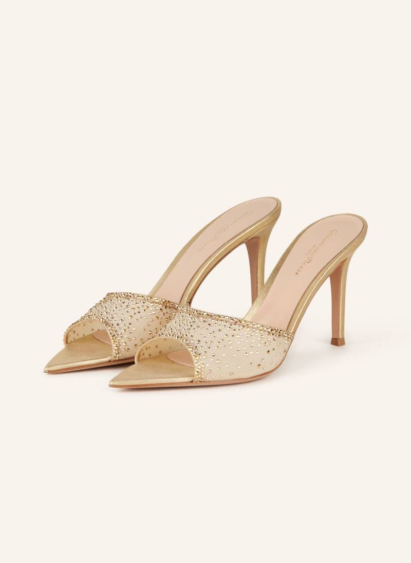 Gianvito Rossi Mules Rania Mit Schmucksteinen beige von Gianvito Rossi