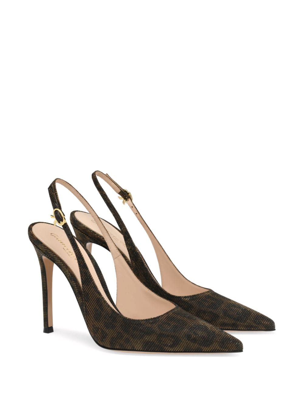 Gianvito Rossi Ribbon Sling 105mm lamé pumps - Brown von Gianvito Rossi