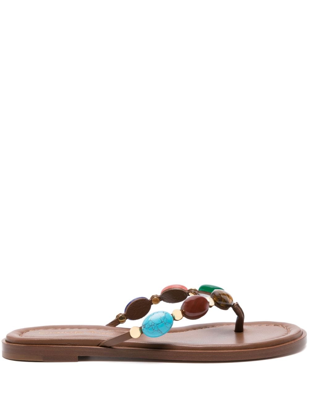 Gianvito Rossi Shanti embellished leather flip flops - Brown von Gianvito Rossi