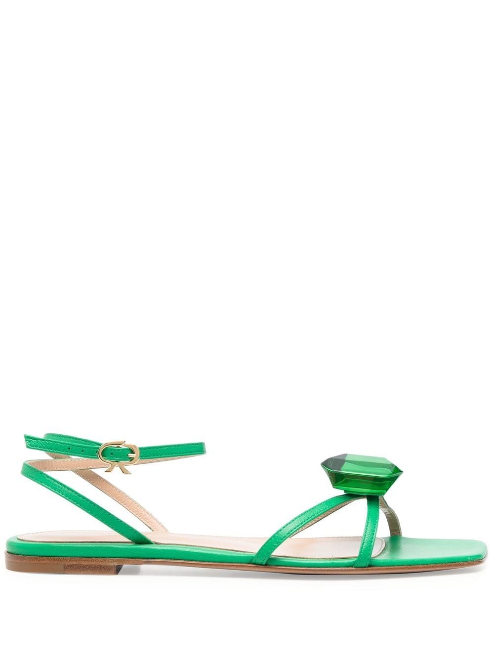 Gianvito Rossi embellished leather flat sandals - Green von Gianvito Rossi