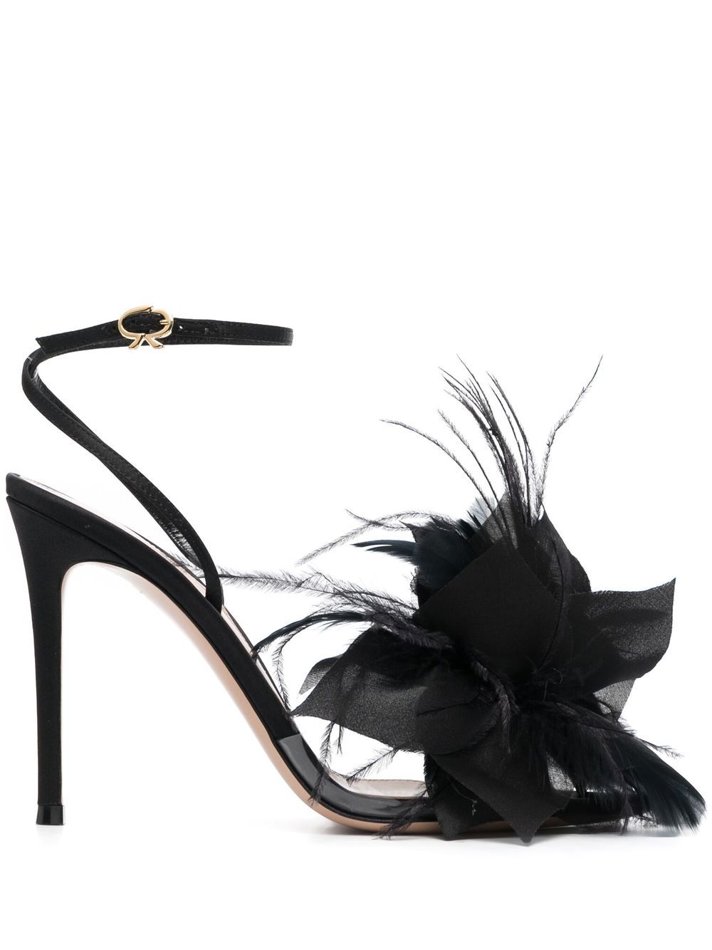 Gianvito Rossi Ynez 105mm feather-embellished sandals - Black von Gianvito Rossi