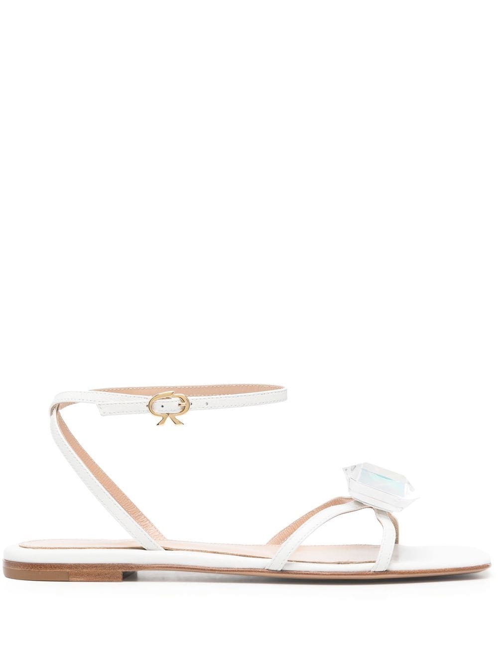 Gianvito Rossi embellished leather flat sandals - White von Gianvito Rossi
