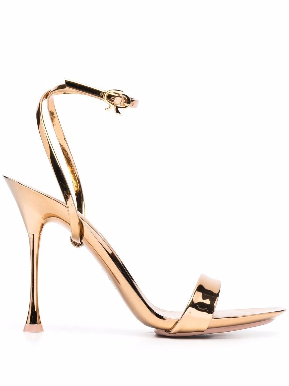 Gianvito Rossi Spice Ribbon 95mm metallic-effect sandals - Gold von Gianvito Rossi