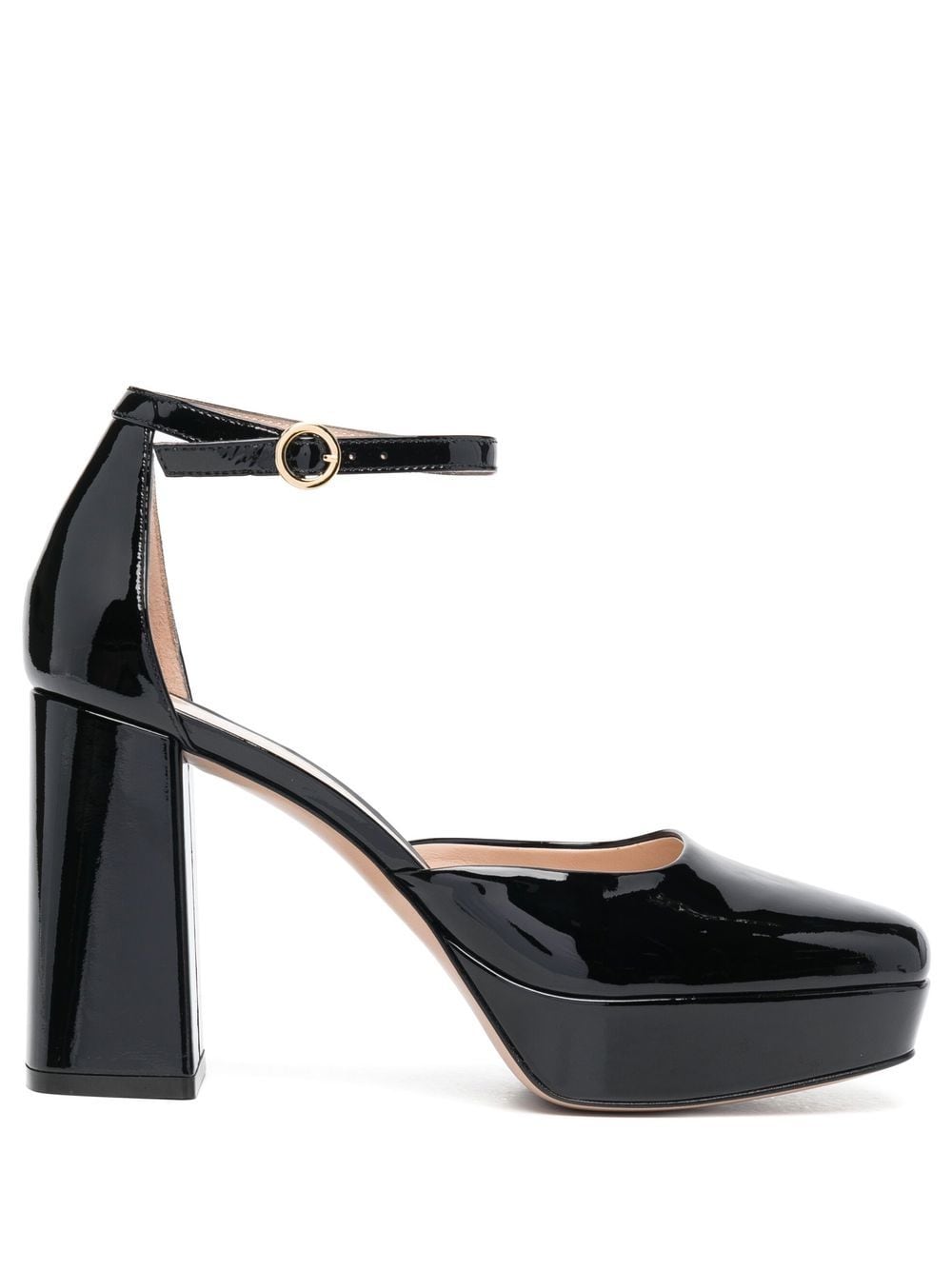 Gianvito Rossi square toe block heel leather pumps - Black von Gianvito Rossi