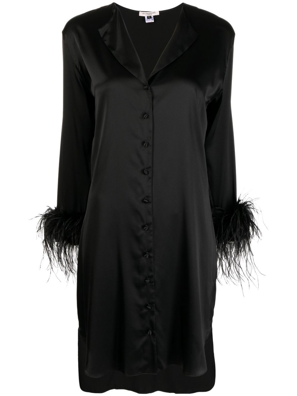 Gilda & Pearl Camille feather-trim shirt dress - Black von Gilda & Pearl
