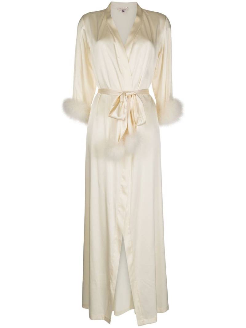 Gilda & Pearl Celeste feather-trim silk robe - White von Gilda & Pearl