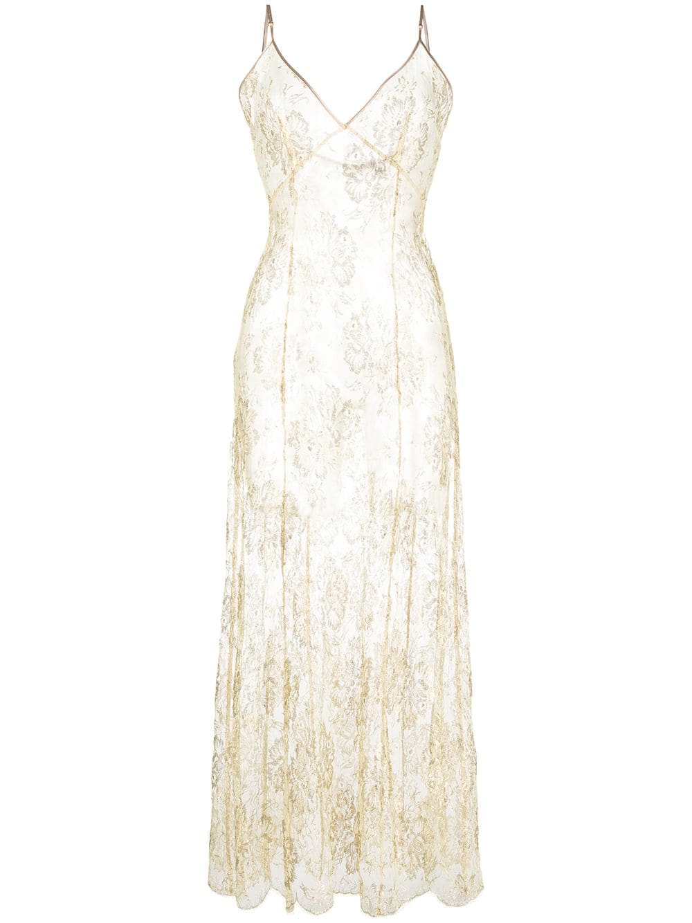 Gilda & Pearl L'age D'or long lace slip dress - Gold von Gilda & Pearl