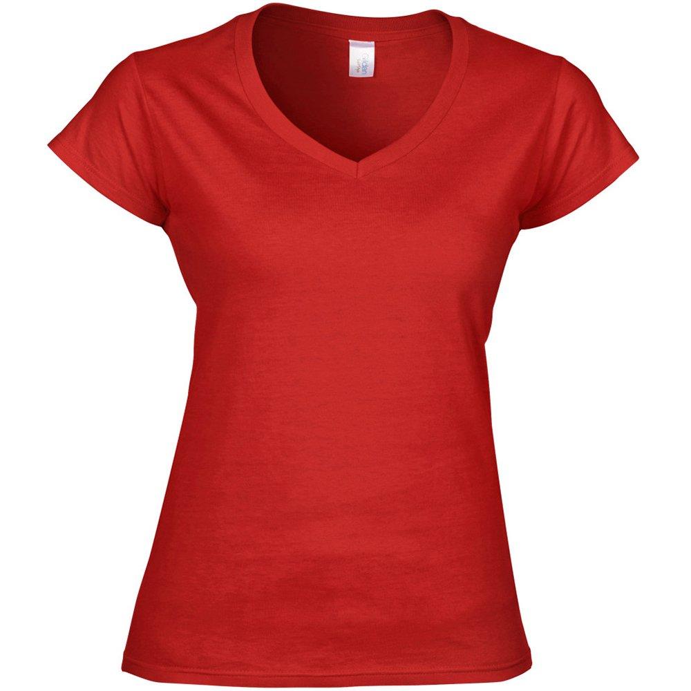 Kurzarm Tshirt Mit Vausschnitt Damen Rot Bunt L von Gildan