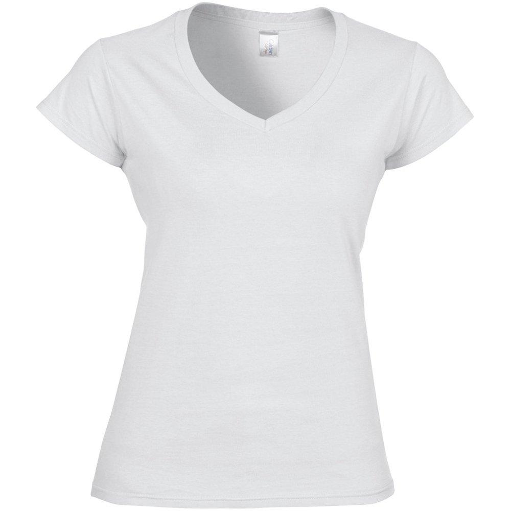 Kurzarm Tshirt Mit Vausschnitt Damen Weiss XL von Gildan