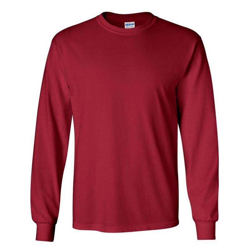 Plain Rundhalsausschnitt Ultra-baumwolle Langarm-t-shirt Herren Dunkelrot XXL von Gildan