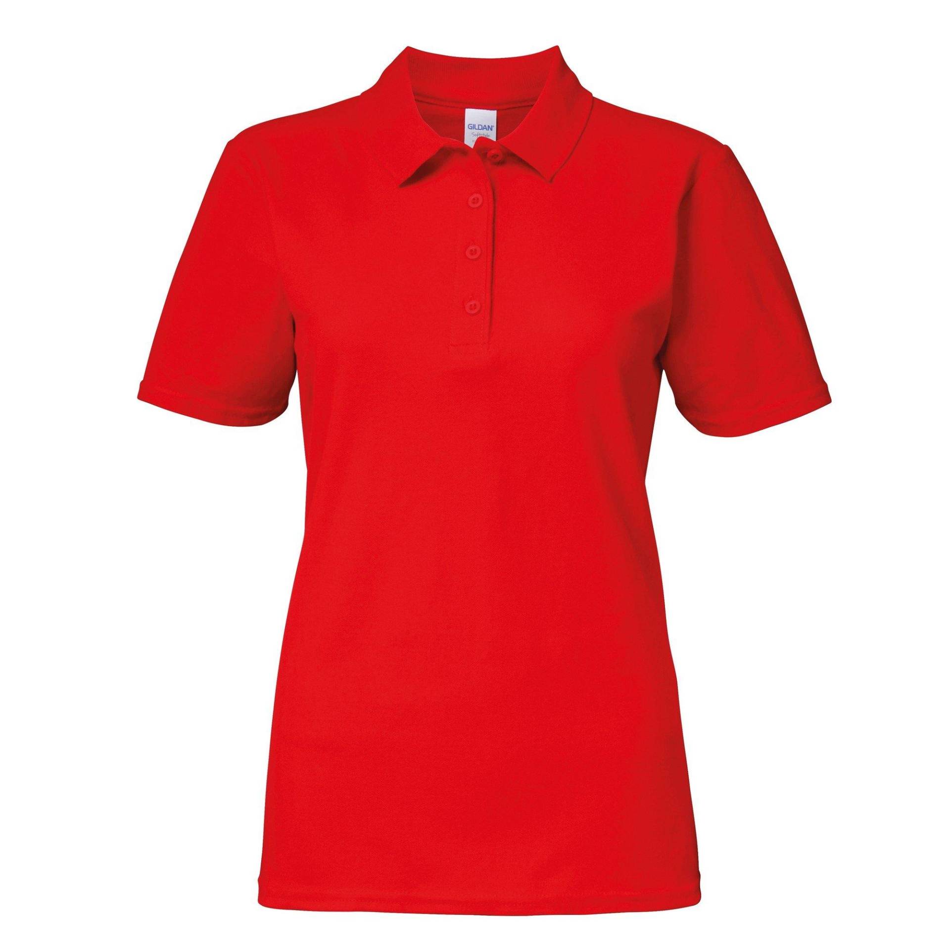 Softstyle Kurzarm Doppel Pique Polo Shirt Damen Rot Bunt XL von Gildan