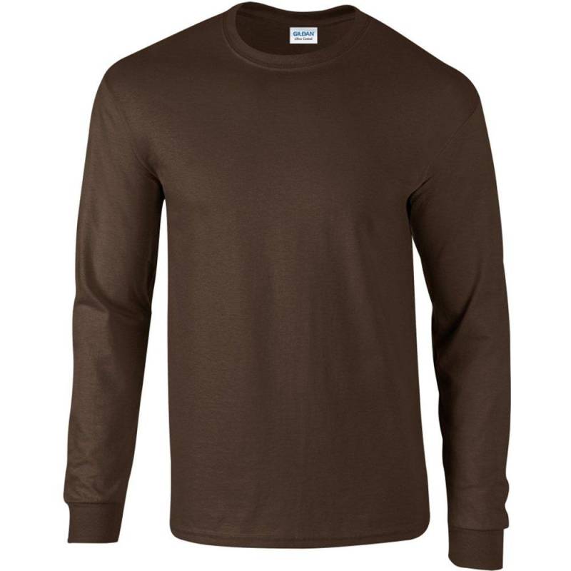 Ultra Tshirt Mit Rundhalsausschnitt, Langärmlig Herren Kühles Braun M von Gildan