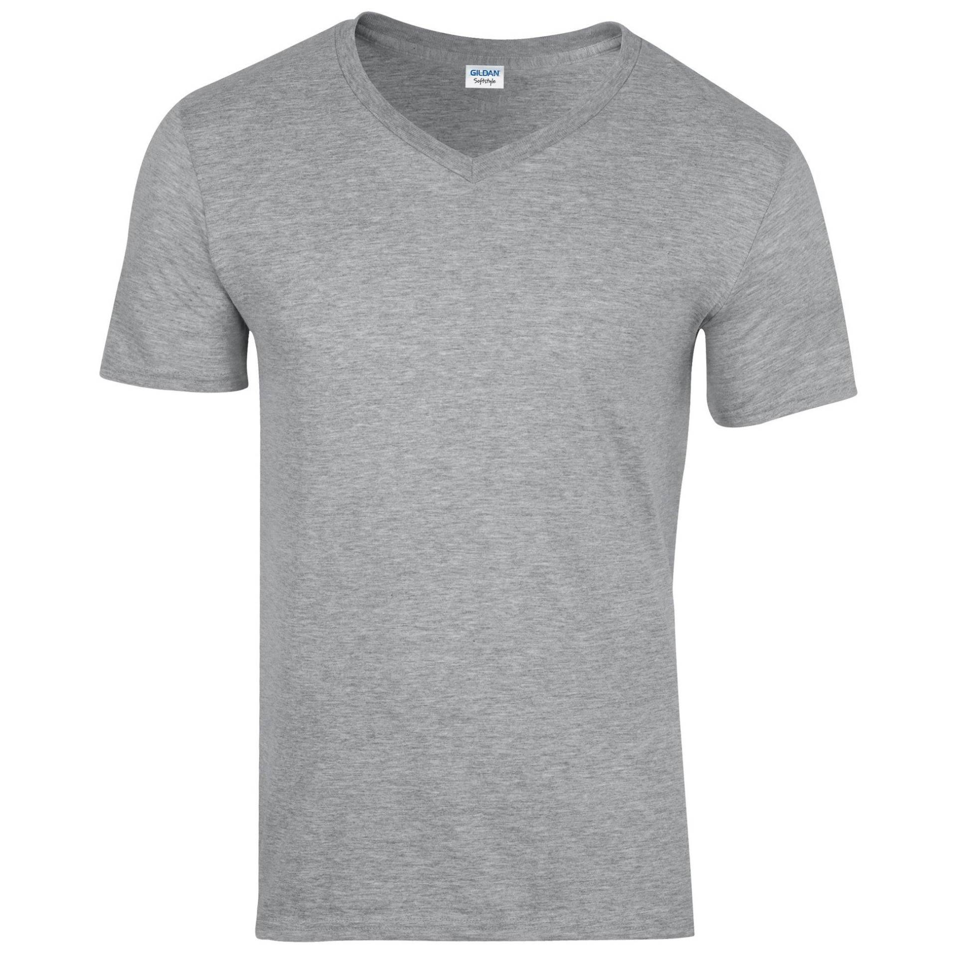 Soft Style Tshirt, Vausschnitt, Kurzarm Herren Grau XL von Gildan