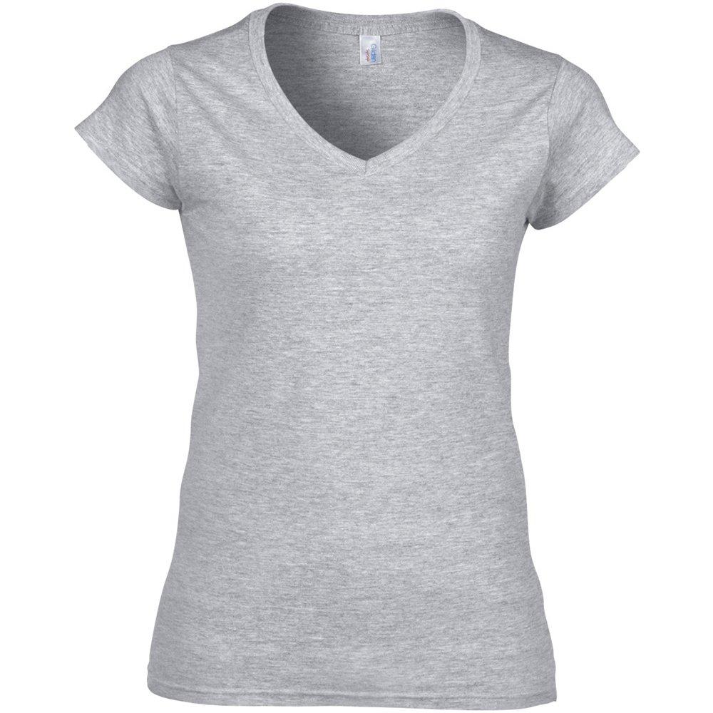 Kurzarm Tshirt Mit Vausschnitt Damen Grau XL von Gildan