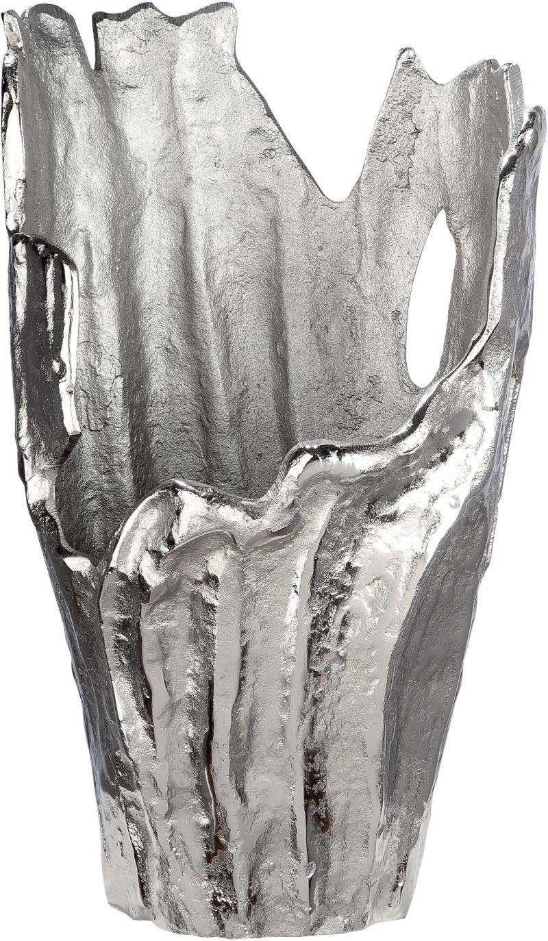 GILDE Dekovase »Vase Coralifero«, (1 St.), extravagante Form, Aluminium, silberfarbene Struktur im Antik-Finish von Gilde