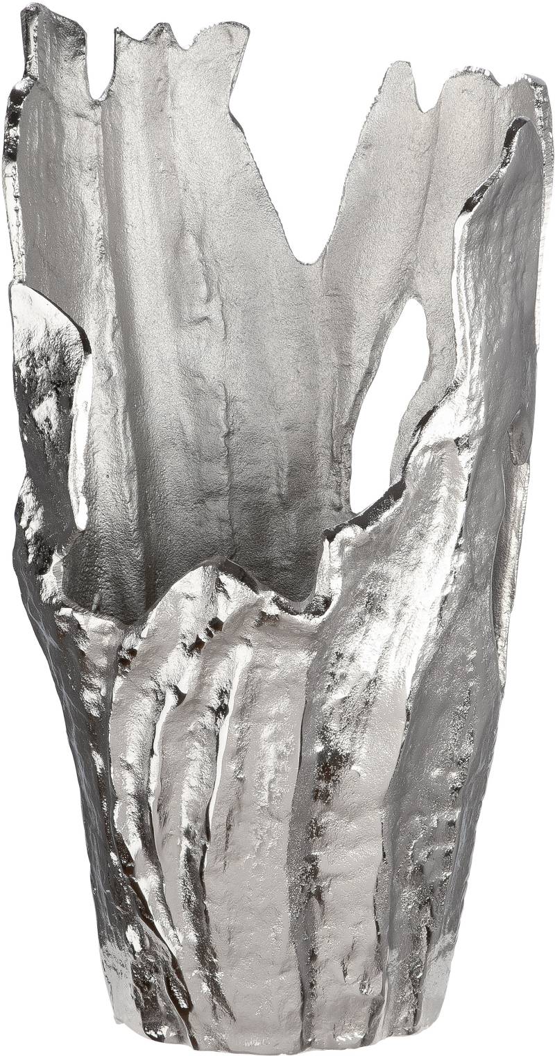 GILDE Dekovase »Vase Coralifero«, (1 St.), extravagante Form, Aluminium, silberfarbene Struktur im Antik-Finish von Gilde