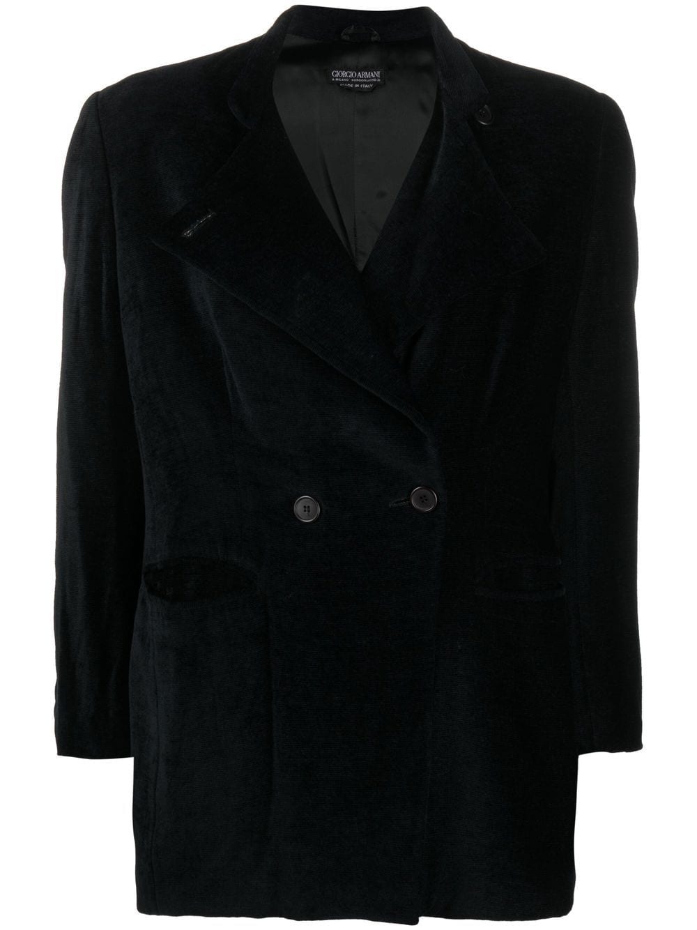 Giorgio Armani Pre-Owned 1990s double-breasted velvet jacket - Black von Giorgio Armani Pre-Owned