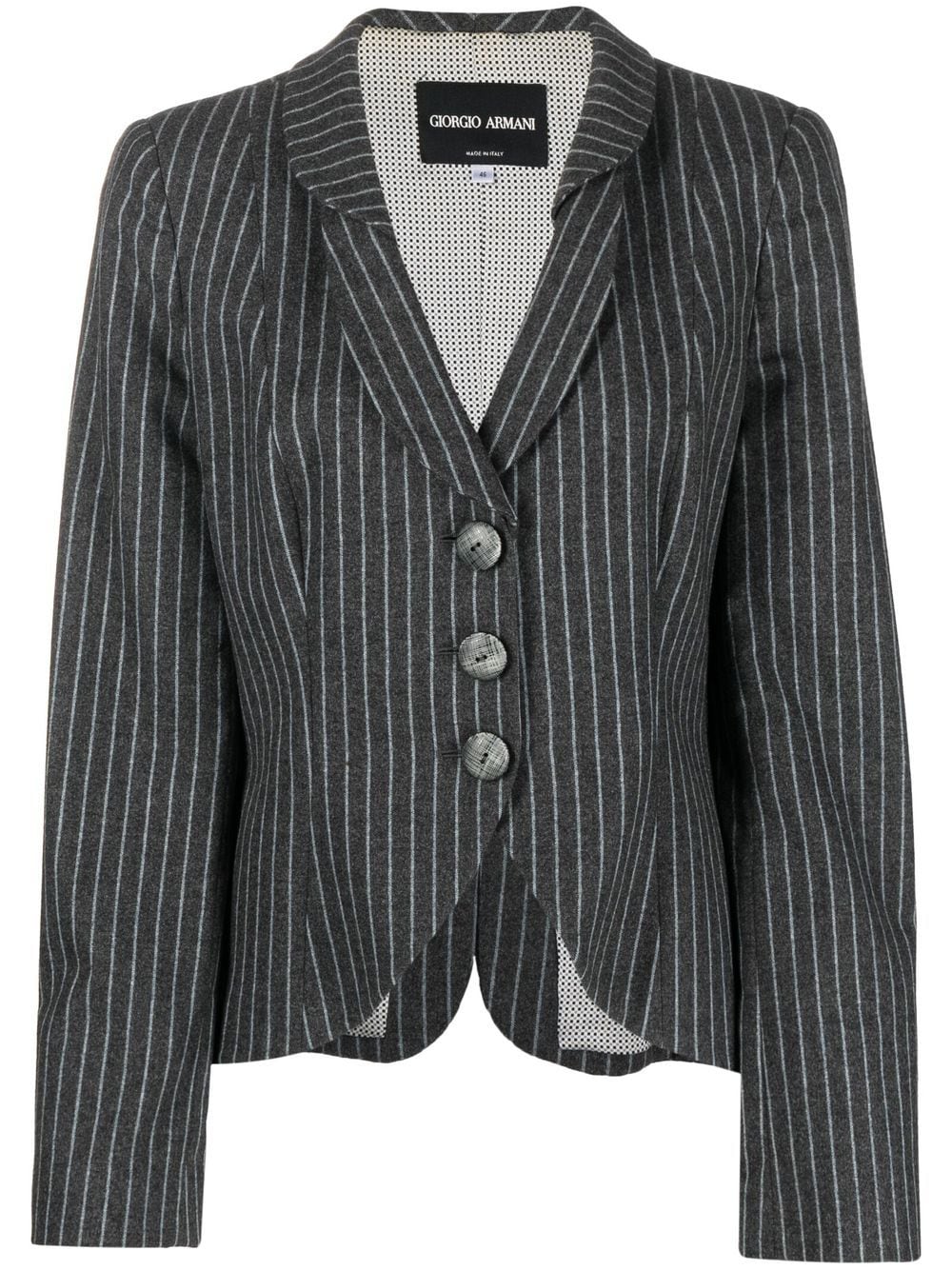 Giorgio Armani Pre-Owned 1990s notches lapels pinstripe blazer - Grey von Giorgio Armani Pre-Owned
