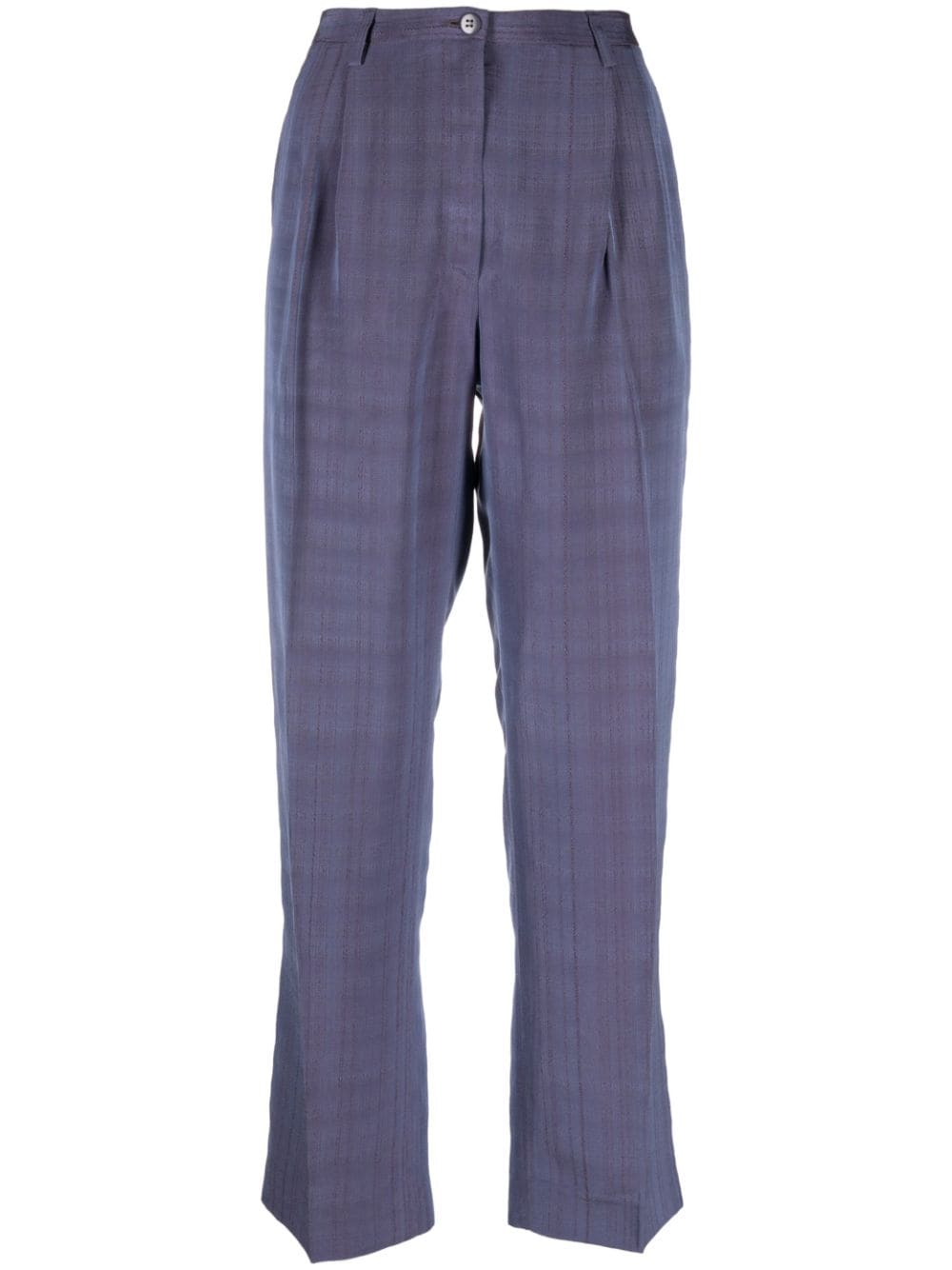Giorgio Armani Pre-Owned 2000s iridescent effect plaid trousers - Purple von Giorgio Armani Pre-Owned
