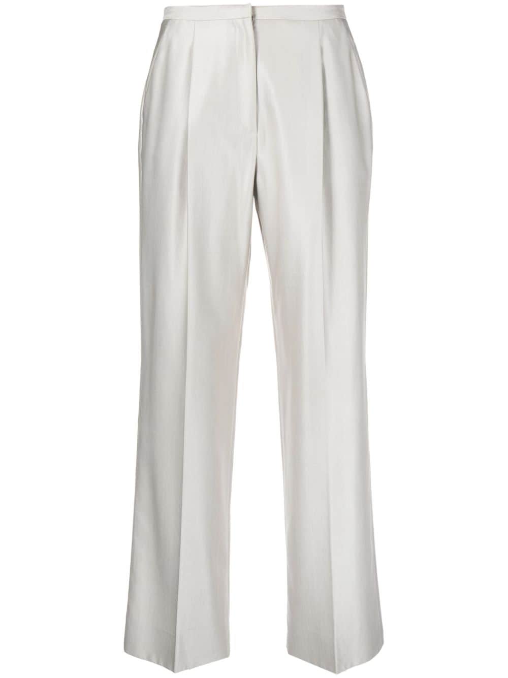 Giorgio Armani Pre-Owned 2000s pleat-detail straight-leg trousers - Grey von Giorgio Armani Pre-Owned