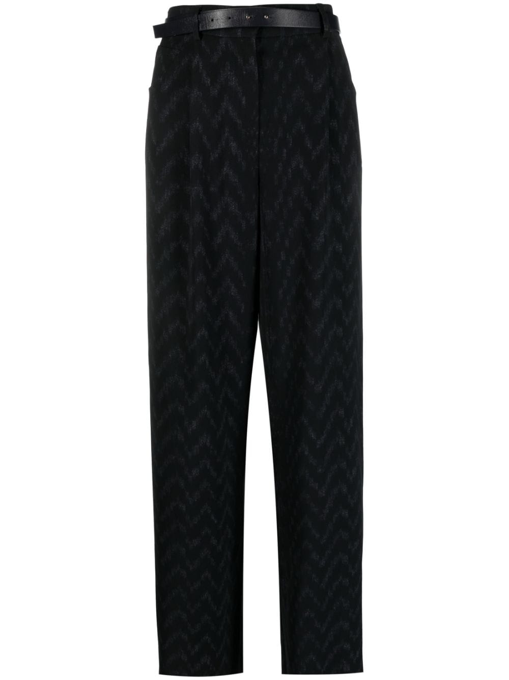 Giorgio Armani chevron-print wide-leg trousers - Black von Giorgio Armani