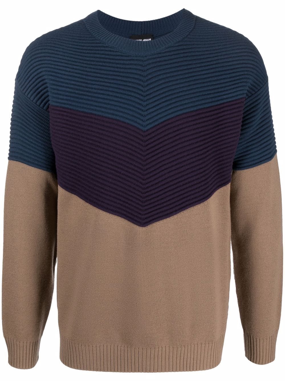 Giorgio Armani colour-block wool jumper - Neutrals von Giorgio Armani