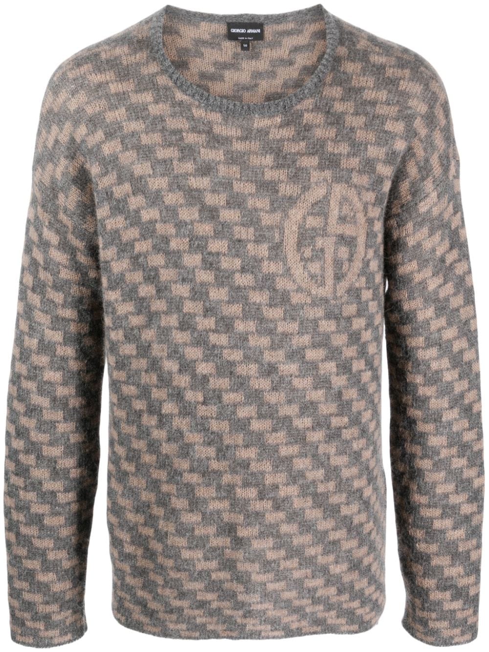 Giorgio Armani geometric-pattern intarsia-knit jumper - Grey von Giorgio Armani