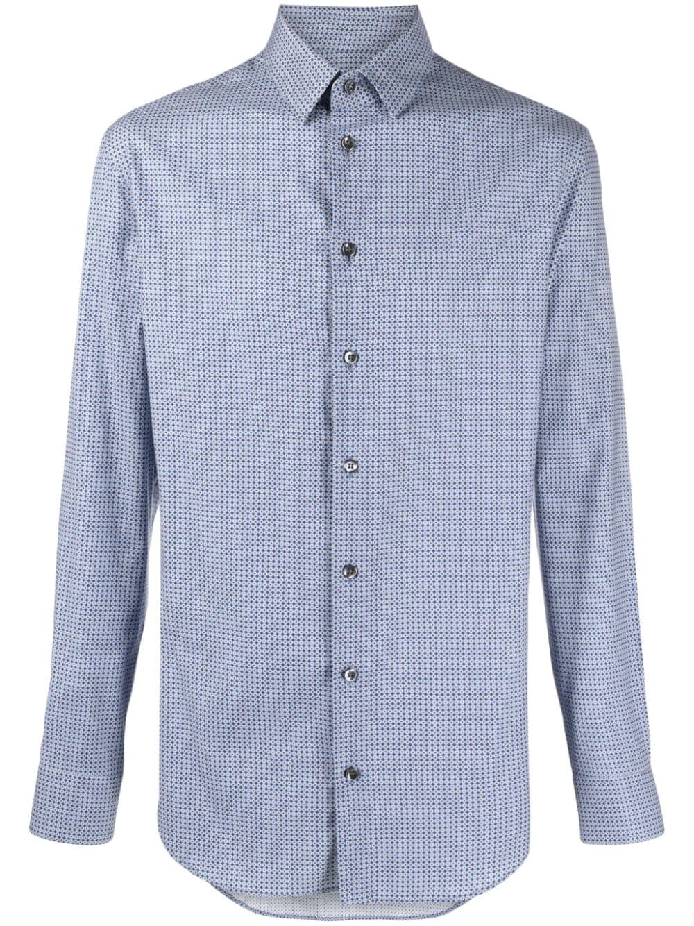 Giorgio Armani graphic-print cotton shirt - Blue von Giorgio Armani