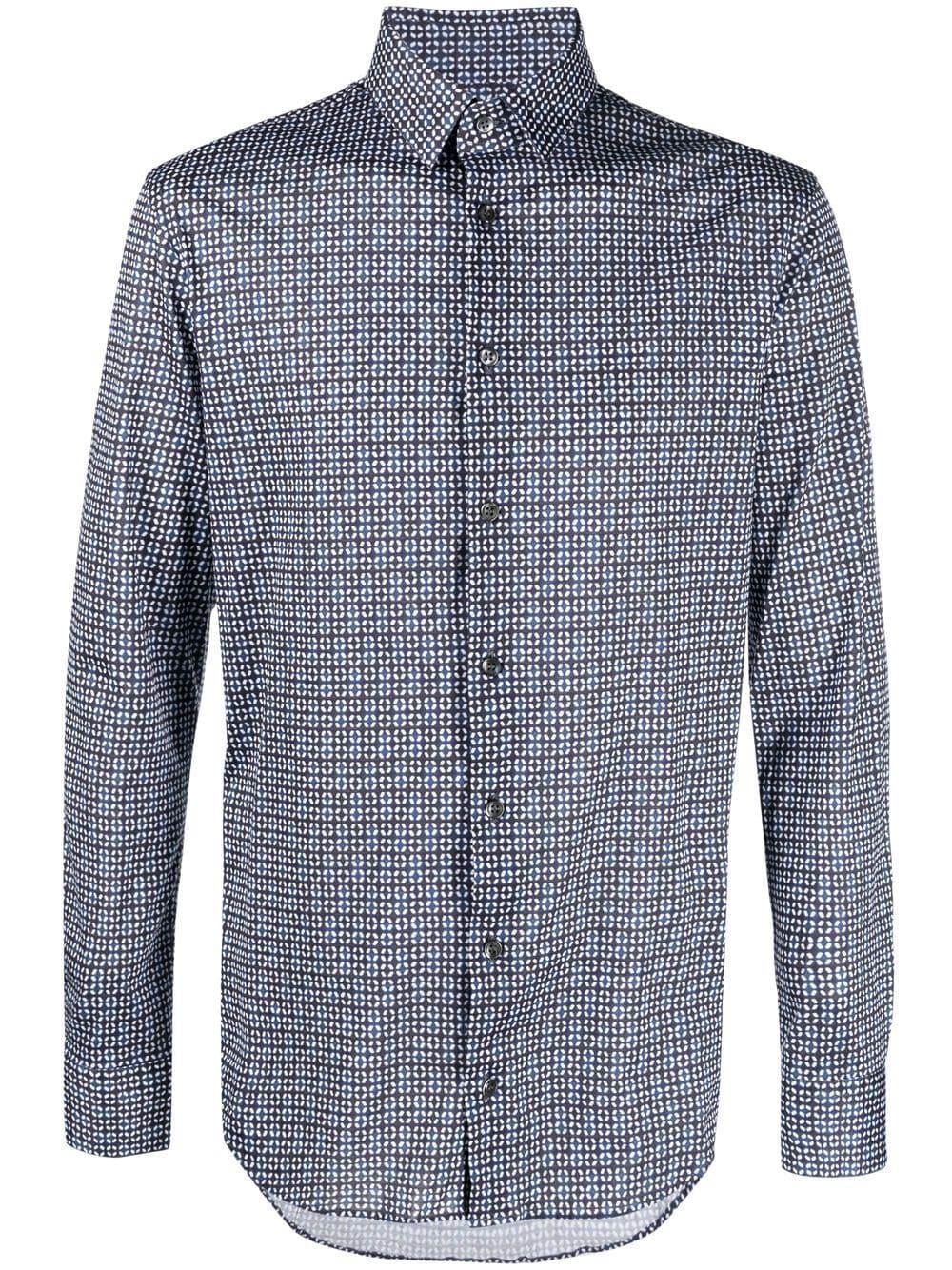 Giorgio Armani graphic-print cotton shirt - Blue von Giorgio Armani