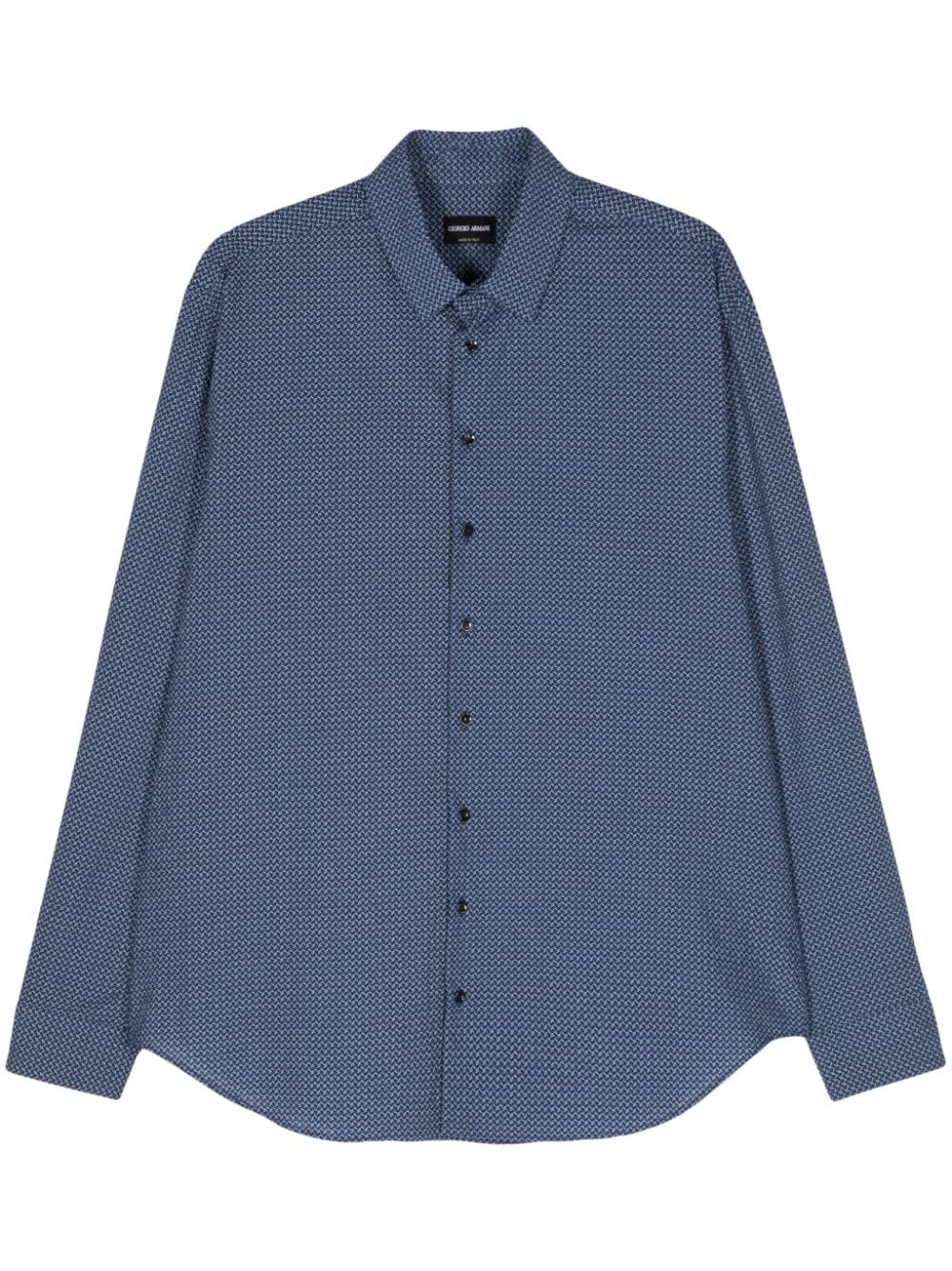 Giorgio Armani graphic-print crinkled shirt - Blue von Giorgio Armani