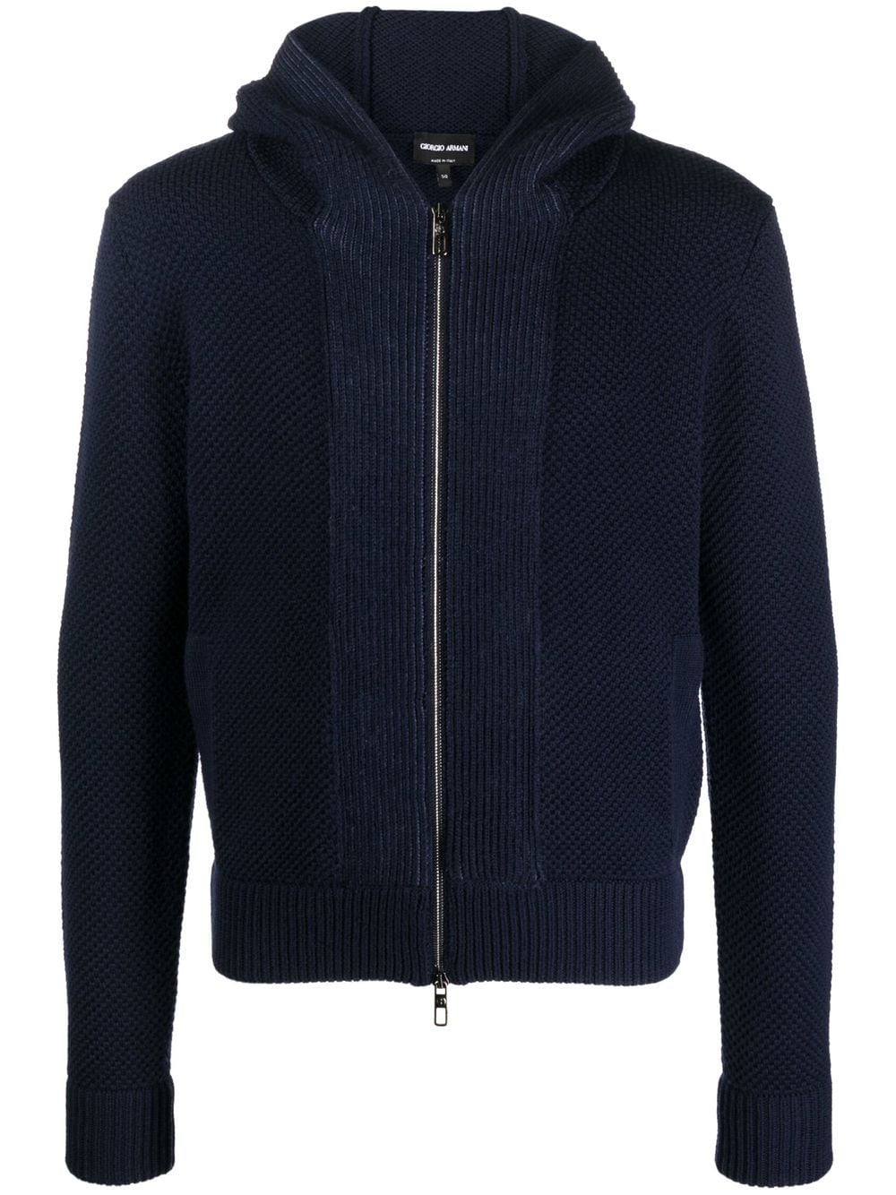 Giorgio Armani knitted zip-up hoodie - Blue von Giorgio Armani