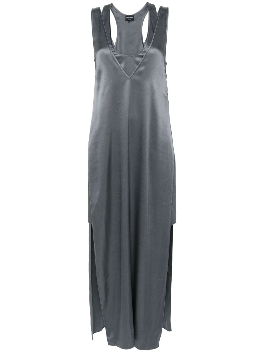 Giorgio Armani layered silk maxi dress - Grey von Giorgio Armani