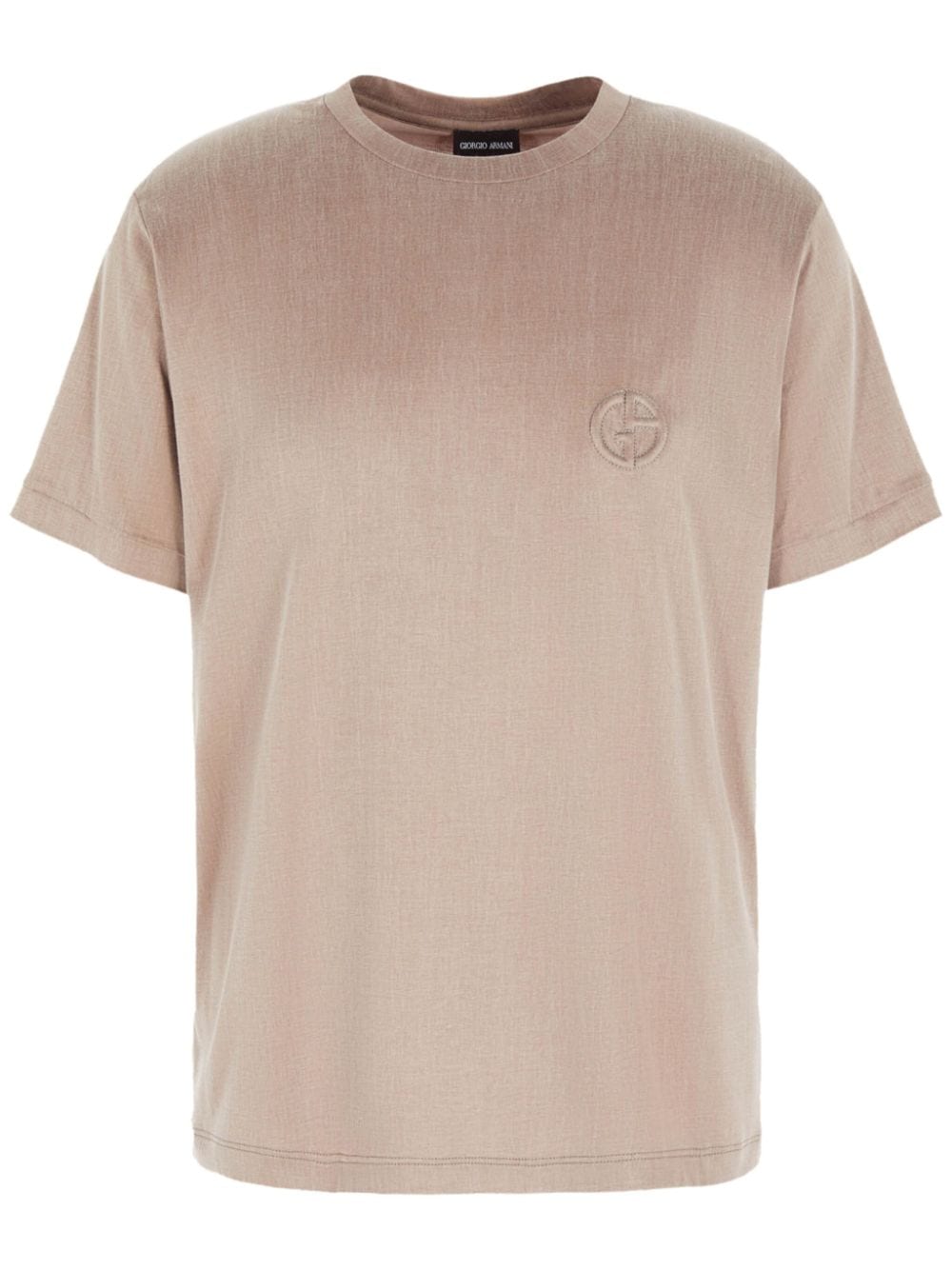 Giorgio Armani logo-embossed crew-neck T-shirt - Brown von Giorgio Armani