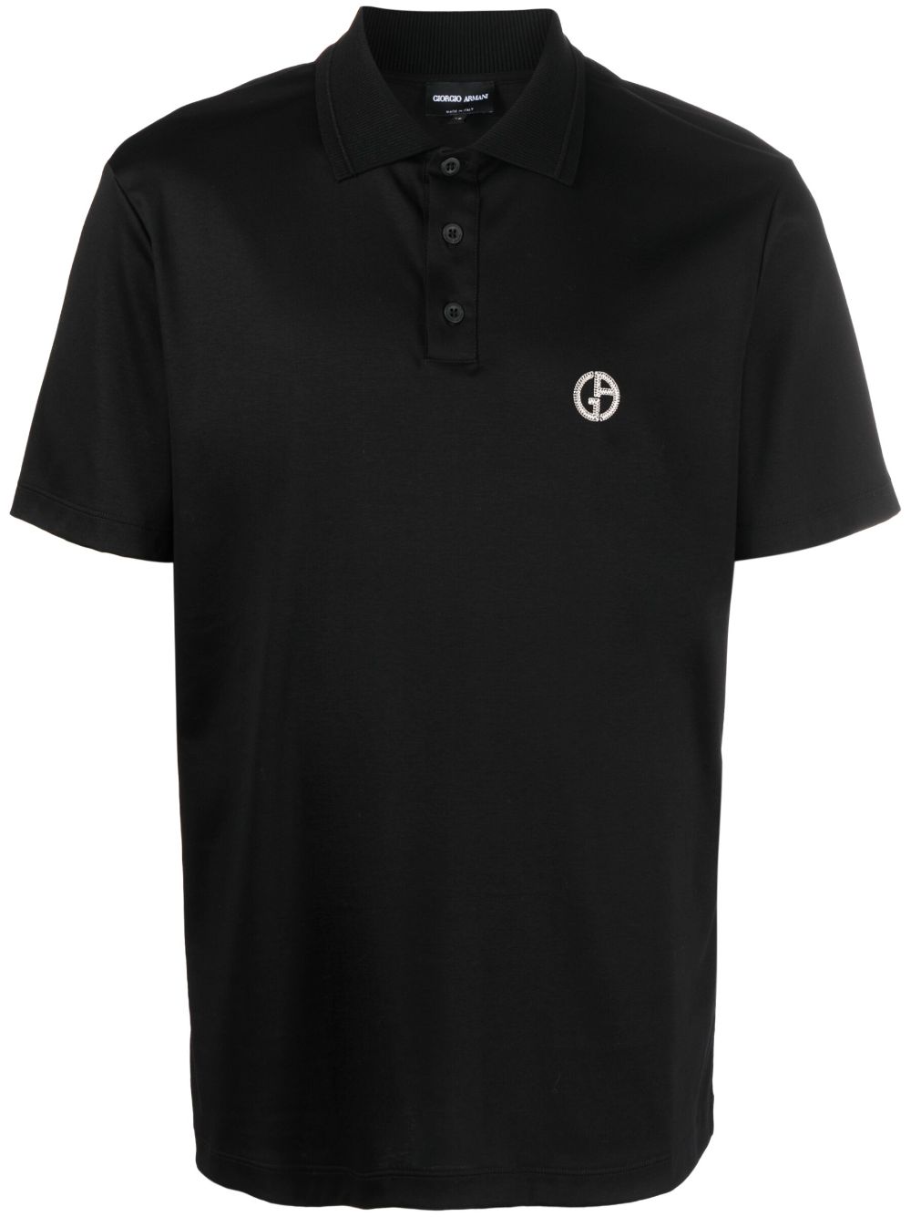 Giorgio Armani logo-embroidered cotton polo shirt - Black von Giorgio Armani