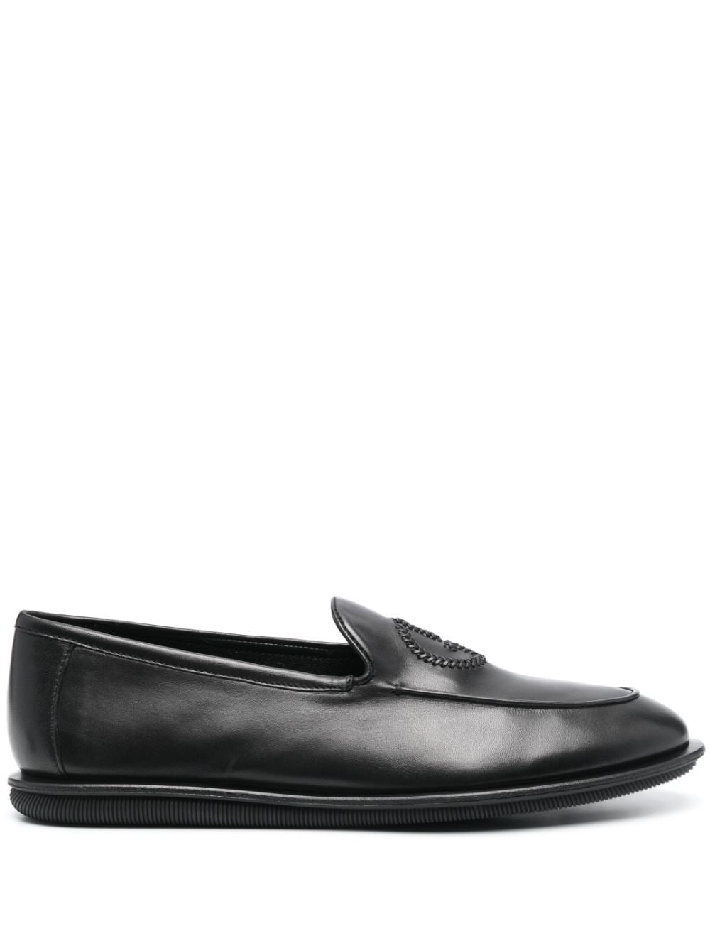Giorgio Armani logo-embroidered leather loafers - Black von Giorgio Armani