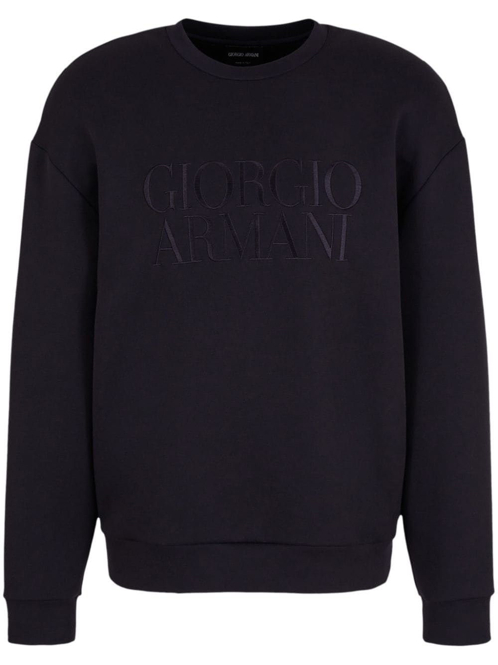 Giorgio Armani logo-embroidered round-neck jumper - Blue von Giorgio Armani