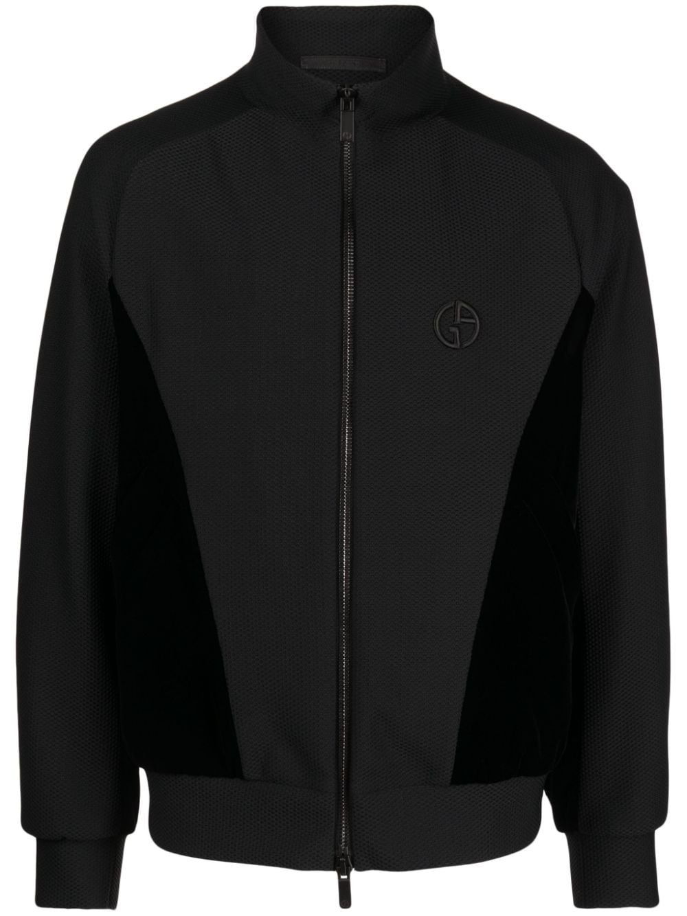 Giorgio Armani logo-embroidered zip-up jacket - Black von Giorgio Armani