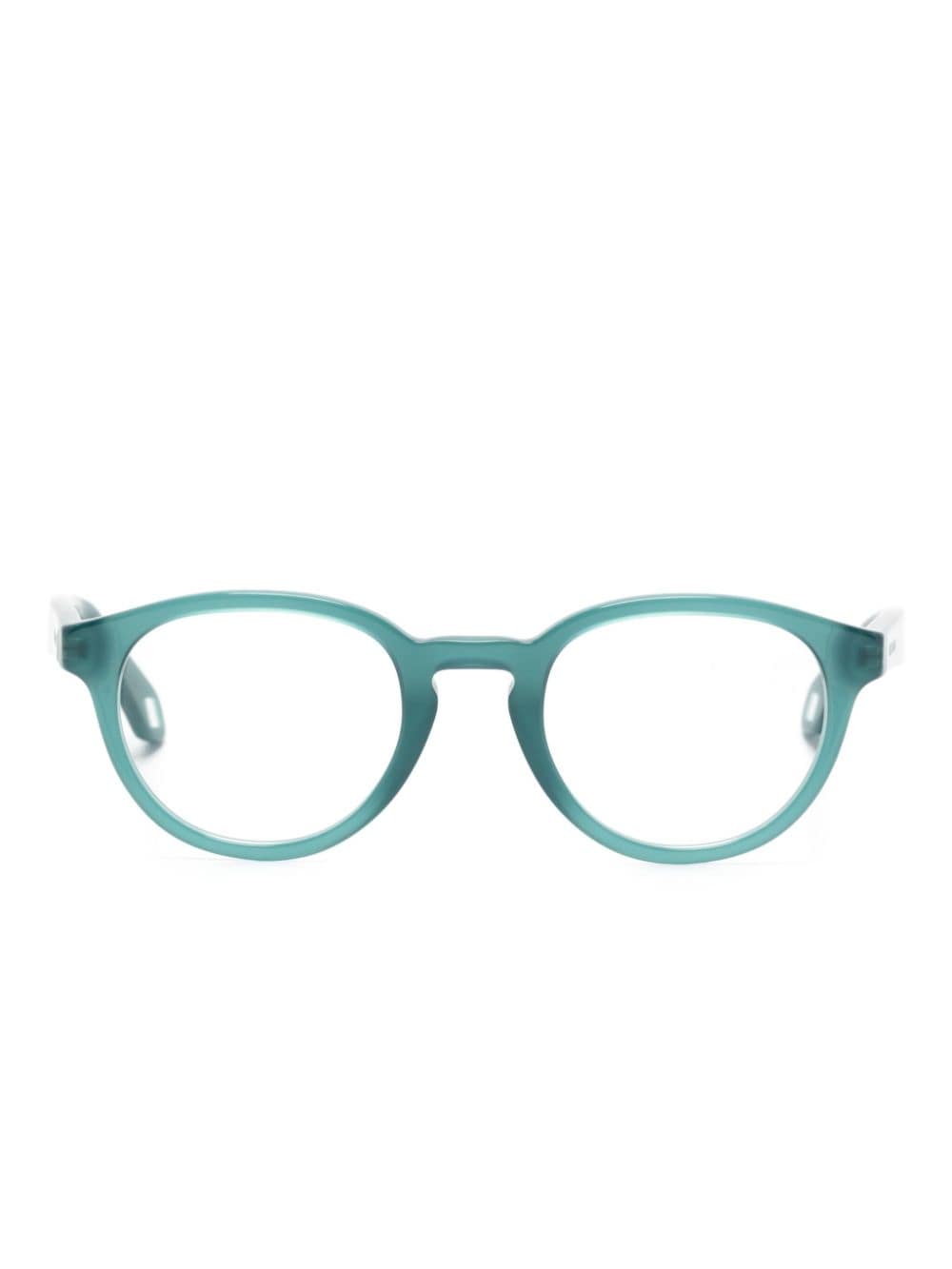 Giorgio Armani logo-engraved oval-frame glasses - Green von Giorgio Armani