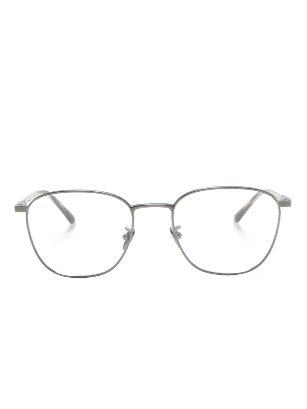 Giorgio Armani logo-engraved square-frame glasses - Brown von Giorgio Armani