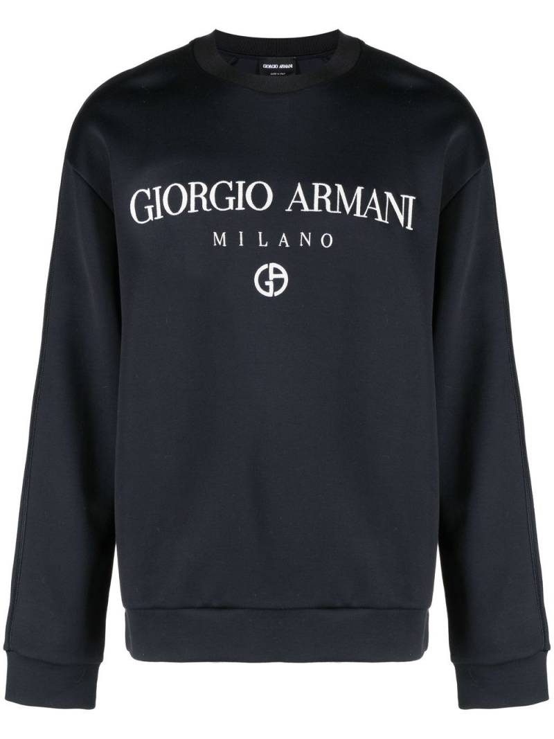 Giorgio Armani logo-print raglan sweatshirt - Blue von Giorgio Armani